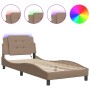 Estructura de cama con LED cuero sintético capuchino 100x200 cm de vidaXL, Camas y somieres - Ref: Foro24-3214093, Precio: 14...