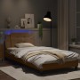 Estructura de cama con LED cuero sintético capuchino 100x200 cm de vidaXL, Camas y somieres - Ref: Foro24-3214093, Precio: 14...