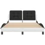 Bed frame with LED black white synthetic leather 140x200 cm by vidaXL, Beds and slatted bases - Ref: Foro24-3214116, Price: 2...