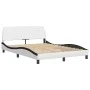 Bed frame with LED black white synthetic leather 140x200 cm by vidaXL, Beds and slatted bases - Ref: Foro24-3214116, Price: 2...