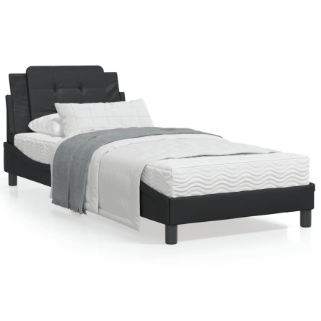 Estructura de cama con cabecero cuero sintético negro 90x200 cm de vidaXL, Camas y somieres - Ref: Foro24-3208156, Precio: 13...