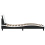 Estructura cama cabecero cuero sintético negro blanco 90x200 cm de vidaXL, Camas y somieres - Ref: Foro24-3208161, Precio: 13...