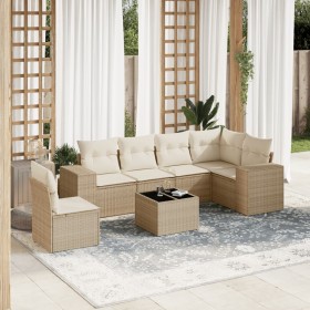 Set sofás de jardín 7 piezas y cojines ratán sintético beige en Conjuntos de jardín | Comprar online en Foru.es