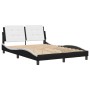 Estructura cama cabecero cuero sintético negro blanco 120x200cm de vidaXL, Camas y somieres - Ref: Foro24-3208175, Precio: 20...