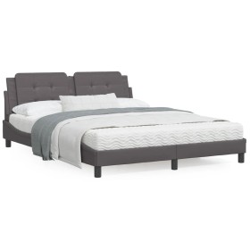 Estructura de cama con cabecero cuero sintético gris 160x200cm de vidaXL, Camas y somieres - Ref: Foro24-3208194, Precio: 210...