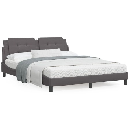 Estructura de cama con cabecero cuero sintético gris 160x200cm de vidaXL, Camas y somieres - Ref: Foro24-3208194, Precio: 210...