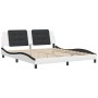 Estructura de cama con cabecero cuero sintético blanco y negro de vidaXL, Camas y somieres - Ref: Foro24-3208204, Precio: 232...