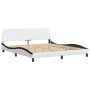 Estructura de cama con cabecero cuero sintético blanco y negro de vidaXL, Camas y somieres - Ref: Foro24-3208204, Precio: 232...