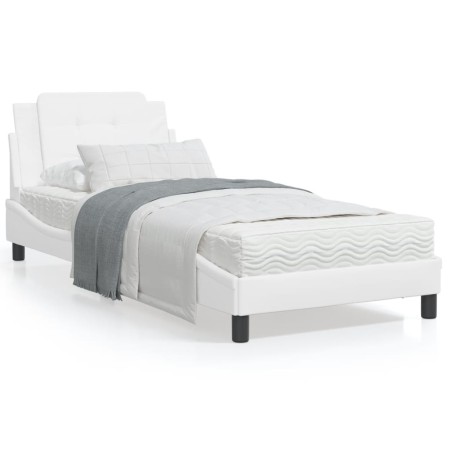 Cama con colchón cuero sintético blanco 90x200 cm de vidaXL, Camas y somieres - Ref: Foro24-3208839, Precio: 264,97 €, Descue...