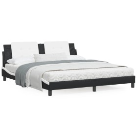Cama con colchón cuero sintético negro y blanco 180x200 cm de vidaXL, Camas y somieres - Ref: Foro24-3208885, Precio: 423,26 ...