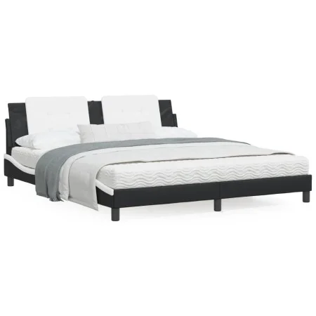 Cama con colchón cuero sintético negro y blanco 180x200 cm de vidaXL, Camas y somieres - Ref: Foro24-3208885, Precio: 418,99 ...