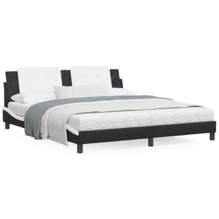 Cama con colchón cuero sintético negro y blanco 180x200 cm de vidaXL, Camas y somieres - Ref: Foro24-3208885, Precio: 423,26 ...