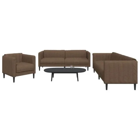 Juego de sofás 3 piezas tela marrón de vidaXL, Sofás - Ref: Foro24-3209237, Precio: 770,23 €, Descuento: %