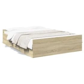 Cama con cajones madera ingeniería roble Sonoma 135x190 cm de vidaXL, Camas y somieres - Ref: Foro24-3280316, Precio: 138,74 ...