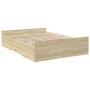 Cama con cajones madera ingeniería roble Sonoma 135x190 cm de vidaXL, Camas y somieres - Ref: Foro24-3280316, Precio: 139,67 ...