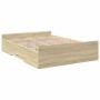 Cama con cajones madera ingeniería roble Sonoma 135x190 cm de vidaXL, Camas y somieres - Ref: Foro24-3280316, Precio: 139,67 ...