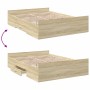 Cama con cajones madera ingeniería roble Sonoma 135x190 cm de vidaXL, Camas y somieres - Ref: Foro24-3280316, Precio: 139,67 ...