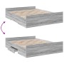 Cama con cajones madera ingeniería gris Sonoma 140x200 cm de vidaXL, Camas y somieres - Ref: Foro24-3280298, Precio: 152,11 €...