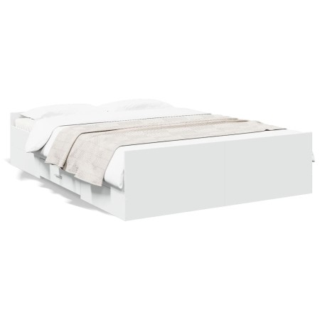 Cama con cajones madera de ingeniería blanco 135x190 cm de vidaXL, Camas y somieres - Ref: Foro24-3280314, Precio: 159,68 €, ...