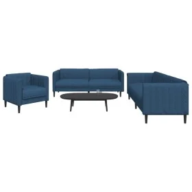 Juego de sofás 3 piezas tela azul de vidaXL, Sofás - Ref: Foro24-3209235, Precio: 880,43 €, Descuento: %