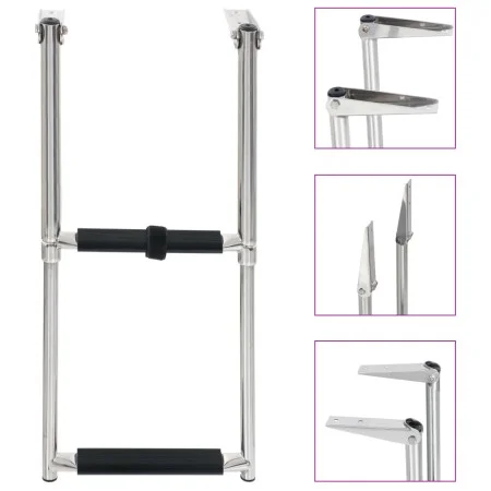 Folding boarding ladder 2 steps stainless steel by vidaXL, Boat scales - Ref: Foro24-92373, Price: 39,13 €, Discount: %