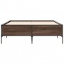 Estructura cama madera ingeniería metal marrón roble 140x200 cm de vidaXL, Camas y somieres - Ref: Foro24-3279801, Precio: 14...