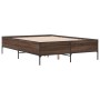 Estructura cama madera ingeniería metal marrón roble 160x200 cm de vidaXL, Camas y somieres - Ref: Foro24-3279791, Precio: 15...