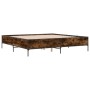 Estructura cama madera ingeniería metal roble ahumado 200x200cm de vidaXL, Camas y somieres - Ref: Foro24-3279779, Precio: 15...