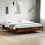 Estructura cama madera ingeniería metal roble ahumado 200x200cm de vidaXL, Camas y somieres - Ref: Foro24-3279779, Precio: 15...