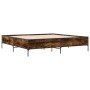 Estructura cama madera ingeniería metal roble ahumado 200x200cm de vidaXL, Camas y somieres - Ref: Foro24-3279779, Precio: 15...
