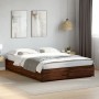 Estructura cama madera ingeniería metal marrón roble 150x200 cm de vidaXL, Camas y somieres - Ref: Foro24-3279841, Precio: 13...