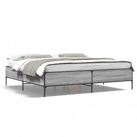 Sonoma gray metal engineered wood bed frame 180x200 cm by vidaXL, Beds and slatted bases - Ref: Foro24-3279785, Price: 154,07...