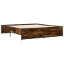 Estructura cama madera ingeniería metal roble ahumado 180x200cm de vidaXL, Camas y somieres - Ref: Foro24-3279874, Precio: 15...