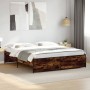 Estructura cama madera ingeniería metal roble ahumado 180x200cm de vidaXL, Camas y somieres - Ref: Foro24-3279874, Precio: 15...