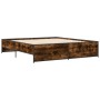Estructura cama madera ingeniería metal roble ahumado 180x200cm de vidaXL, Camas y somieres - Ref: Foro24-3279874, Precio: 15...