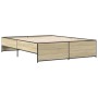 Estructura cama madera ingeniería metal roble Sonoma 140x200 cm de vidaXL, Camas y somieres - Ref: Foro24-3279888, Precio: 14...