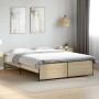 Estructura cama madera ingeniería metal roble Sonoma 140x200 cm de vidaXL, Camas y somieres - Ref: Foro24-3279888, Precio: 14...