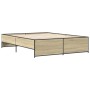 Estructura cama madera ingeniería metal roble Sonoma 140x200 cm de vidaXL, Camas y somieres - Ref: Foro24-3279888, Precio: 14...