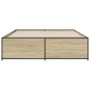 Estructura cama madera ingeniería metal roble Sonoma 150x200 cm de vidaXL, Camas y somieres - Ref: Foro24-3279883, Precio: 14...
