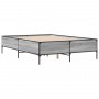 Estructura cama madera ingeniería metal gris Sonoma 135x190 cm de vidaXL, Camas y somieres - Ref: Foro24-3279815, Precio: 146...