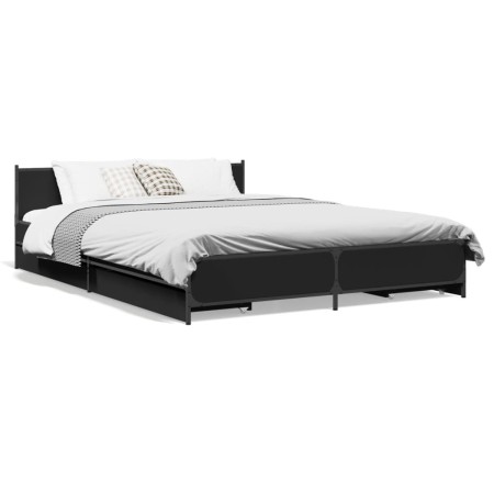 Estructura cama con cajones madera ingeniería negra 150x200 cm de vidaXL, Camas y somieres - Ref: Foro24-3279927, Precio: 191...