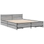 Cama con cajones madera de ingeniería gris Sonoma 135x190 cm de vidaXL, Camas y somieres - Ref: Foro24-3279950, Precio: 180,1...