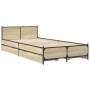 Cama con cajones madera ingeniería roble Sonoma 75x190 cm de vidaXL, Camas y somieres - Ref: Foro24-3279973, Precio: 145,24 €...
