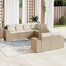 Set sofás de jardín 7 piezas y cojines ratán sintético beige en Conjuntos de jardín | Comprar online en Foru.es