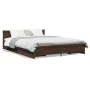 Oak brown engineered wood bed with drawers 150x200 cm by vidaXL, Beds and slatted bases - Ref: Foro24-3279931, Price: 187,14 ...
