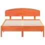 Estructura cama con cabecero madera pino marrón cera 135x190 cm de vidaXL, Camas y somieres - Ref: Foro24-3207232, Precio: 18...