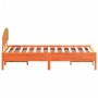 Estructura cama con cabecero madera pino marrón cera 135x190 cm de vidaXL, Camas y somieres - Ref: Foro24-3207232, Precio: 18...