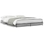Estructura cama madera ingeniería metal gris Sonoma 150x200 cm de vidaXL, Camas y somieres - Ref: Foro24-845144, Precio: 80,4...