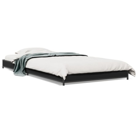 Estructura de cama madera de ingeniería y metal negra 75x190 cm de vidaXL, Camas y somieres - Ref: Foro24-845186, Precio: 55,...