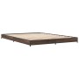 Estructura cama madera ingeniería metal marrón roble 135x190 cm de vidaXL, Camas y somieres - Ref: Foro24-845165, Precio: 90,...